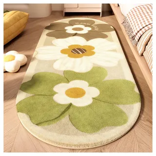 Ergocar Schlafzimmer Teppich,Künstlicher Kaschmir Flauschiger Nachttisch Plüsch rutschfeste Florale Wohndekoration Passend Für Bad, Küche, Schlafzimmer, Wohndekoration