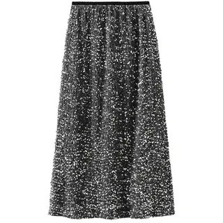 YUECIBAI Hübscher Rock Bleistiftrock Schicker Eleganter Pailletten Rock Frauen Mode Elastisch Hohe Taille Bodycon Party Midi Röcke Damen Langer Rock