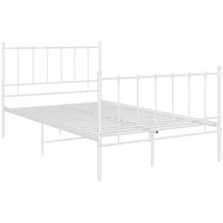 vidaXL Bett Metallbett Schlafzimmerbett Bettgestell Bettrahmen mit Lattenrost Schlafzimmermöbel Doppelbett Schlafzimmer Weiß Metall 120x200cm