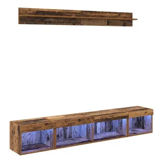 vidaXL TV-Wandregal-Set 100 x 30 x 30 cm Braun Holzwerkstoff