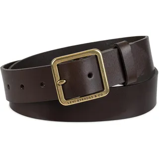 Levi's Damen-Jeansgürtel aus Leder, schmal, lässig, mit quadratischer Mittelstegschnalle (normale und große Größen), Braun erhöht, M - M