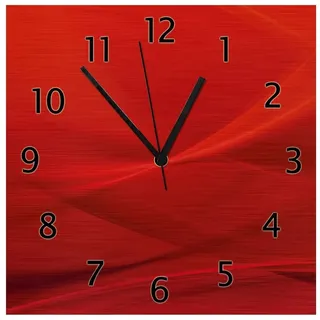 Wallario Wanduhr Abstrakte rotes Muster - roter Stoff (Aluverbunduhr) rot