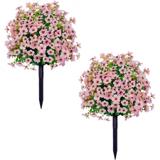 22 Zoll Künstliche Outdoor-blumen Mit Stäben Und Stützen ‚Äì Langlebige Synthetische Sträucher, Gartendekoration Für Landhaus, Veranda, Terrasse, Hochzeit, Langlebiges Gartenaccessoire (2 Stück)