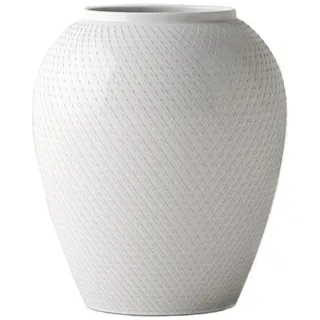 Lyngby Porcelæn Vase H16,5 cm Rhombe organischer Ausdruck für Blumen, Weiss