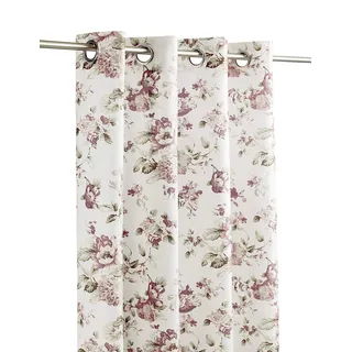 LANDKING Ösenschal, Gardine, Vorhang, Dekoschal, Blumen Rosen, Digitaldruck, Blickdicht, 8 Ösen, 140 x 245 cm, Landhaus, Romantik, Polyester, Farbe rosa