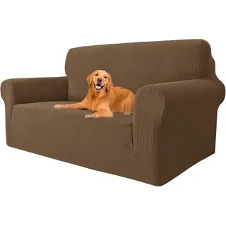 YSTYLE Stretch-Sofahusse, Couchbezüge für Sofa, Möbelschutz für Sofa mit elastischem Gummizug unten, 2-Sitzer, Größe LM, Braun