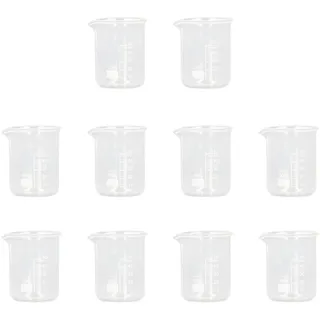 AUNMAS 10 Stück Laborglas Becherglas, Messbecher aus Borosilikatglas mit 50 ml Fassungsvermögen Dicker experimenteller Messzylinderbecher mit klarem Standard-Skalenstrich