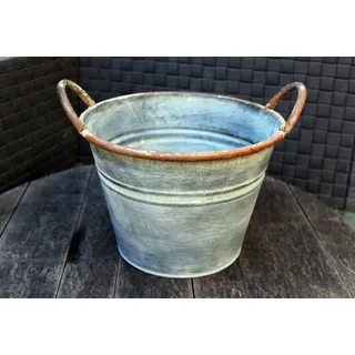 Nostalgie Pflanzkübel 23cm Blumentopf Übertopf Shabby Rost Gartendeko