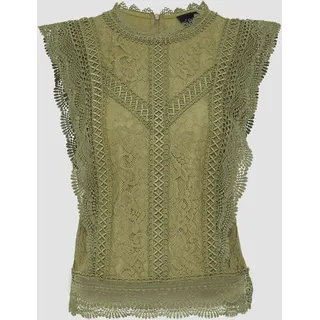 S.Oliver - Ärmellose Bluse aus Spitze, Khaki, 48
