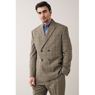 Next Baukastensakko Karierter, zweireihiger Relaxed Fit Anzug: Sakko (1-tlg) braun 106 (GB: 42L)