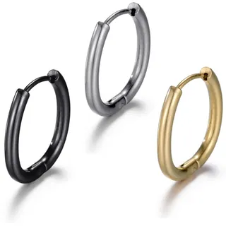 Creolen-Set FIRETTI "Multipack Schmuck Geschenk Ohrschmuck Creolenset", gelb (edelstahlfarben, gelbgoldfarben, schwarz), Ohrringe, Damen, Edelstahl