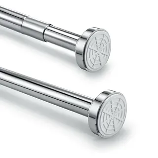 ONPIRA Duschvorhangstange ohne Bohren. Ausziehbar von 55-230cm Teleskopstange Dusche Bad Silber Garderobe Vorratskammer (Länge: 95-150cm)