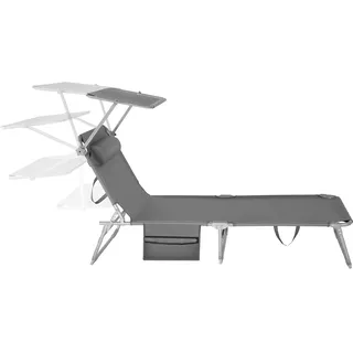Tectake tectake® 2er Set Sonnenliege, klappbar, 4-fach verstellbare Rückenlehne mit Kopfpolster, 190 x 68 x 28 cm, mit Seitentasche