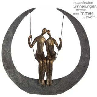 GILDE Skulptur SWING Skulptur - bronze - Kunstharz - H. 30cm x B. 32cm - Figur (1 Stück), Große Dekoskulptur Paarmotiv - Runde Figur für stilvolle Deko grau