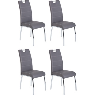 Esszimmerstuhl HELA "Susi" Stühle Gr. B/H/T: 44 cm x 98 cm x 61 cm, 4 St., Kunstleder, Metall, grau (grau, silberfarben) Küchenstühle