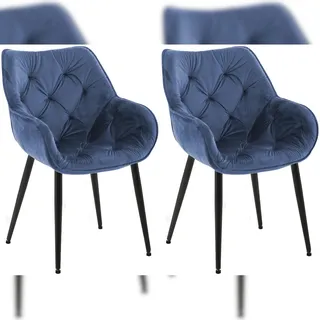 CLP Esszimmerstuhl Tanna Samt blau 2er Set