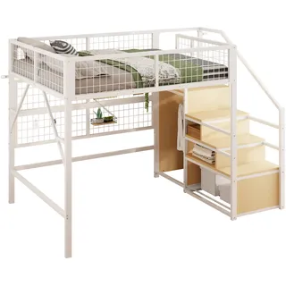 stilvora Hochbett Kinderbett 140 x 200 cm Metall/MDF weiß
