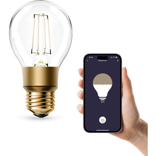 Refoss WLAN Glühbirne E27, Dimmbare LED Glühbirne Vintage, Warmweiß, 6W (Äquivalent zu 60W), A19 Smart Edison Bulb, Kompatibel mit Alexa und Google Assistant, Kein Hub Erforderlich