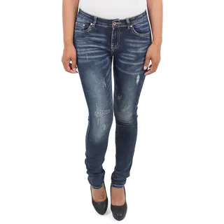 Sotala Damen Skinny Rise Hose Hüftjeans Low Waist Röhrenjeans Hüfthose Slim Fit Jeans mit Rissen Blau - 36