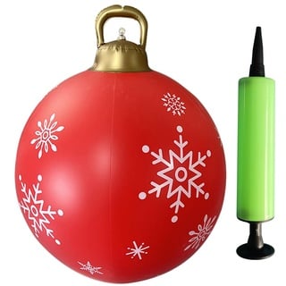 60cm Groß Weihnachtskugeln mit Pumpe, Aufblasbar Kugeln Weihnachtsdeko Weihnachten Ball, Wasserdicht Weihnachtskugel Weihnachtsbaum Deko, Geschenk für Kinder Party (N)