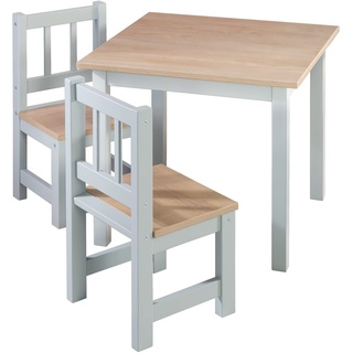 roba Kindersitzgruppe 'Woody' - 2 Kinderstühle & 1 Tisch - Sitzgarnitur/Sitzmöbel für Kinder in Holzdekor & Taupe