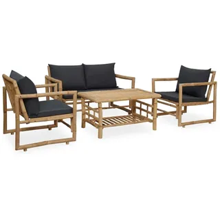 vidaXL Garten-Lounge-Set 4-tlg. Bambus grau