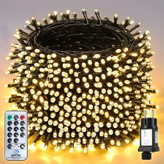SALCAR 40m 640er LED Lichterkette Weihnachtsbaum, 31V Christbaumbeleuchtung Außen mit Fernbedienung, Wasserdicht Lichterkette mit 8 Modi und Memory für Innen Garten Balkon Tannenbaum, Warmweiß