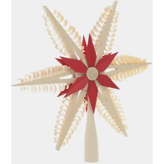 Rudolphs Schatzkiste Baumschmuck Christbaumspitze Mittig Stern Rot (Beidseitig) BxHxT=24x24x2cm NEU Weihnachten Christbaum Baum Spitze Holzschmuck Holz Seiffen Erzgebirge Dekoration