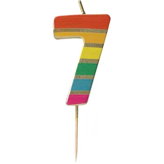 Talking Tables Zahl Sieben 7 Regenbogen-Geburtstagskerze für Kuchen Tortenaufsatz-Dekoration Premium-Qualität Ziffernkerzen Jahrestag Meilensteinalter 5,5 cm Höhe recycelte Verpackung