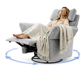 FLEXISPOT XR8 Cradle Elektrischer Relaxsessel, Dreh- & Rockingfunktion, Fernsehsessel mit Liegefunktion, 3D-Kopfstütze, verstellbare Armlehnen, Grau - Grau
