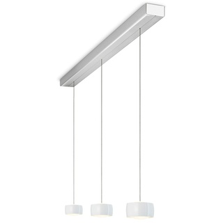 Oligo Grace LED Pendelleuchte mit unsichtbarer Höhenverstellung 3-flammig weiß glänzend | aluminium gebürstet