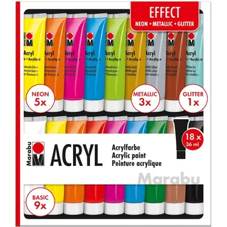 Marabu Acrylfarben Set Effect 18 St. 36 ml Blau/Weiß