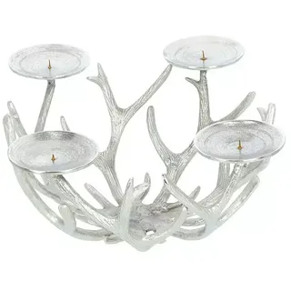 Adventskranz Geweih  (L x B x H: 48 x 37 x 20 cm, Aluminium, Silber)
