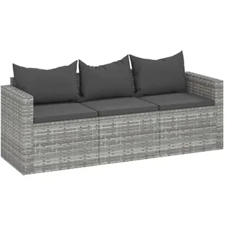 vidaXL Gartensofa 3-Sitzer Loungesofa grau