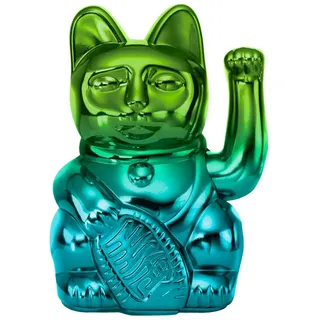 donkey products Dekofigur Lucky Cat Player Three Winkekatze shiny green/blue 15cm bunt