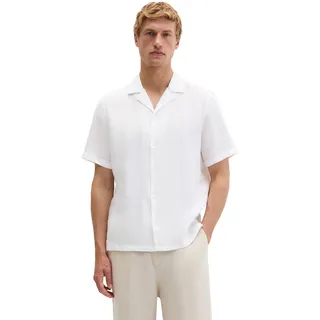 Marc O'Polo Kurzarmhemd "aus reinem Leinen", Herren, Gr. S, Normalgrößen, weiß, Obermaterial: 100% Leinen, unifarben, regular fit normal, normaler Saum, Hemden