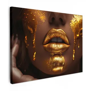 onlywow Leinwandbild, Gold, - Luxus - Porträt Wandbilder, 80x60 cm