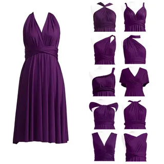 Infinity Kleid Kurz, Brautjungfernkleider, Multiway Wickelkleid Midi Convertible Transformers Knielang Elegant Abendkleider Hochzeit - M