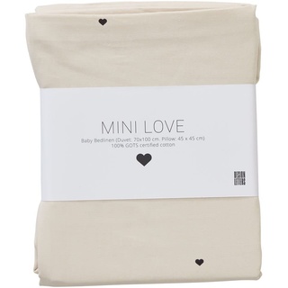 Design Letters Mini Kinderbettwäsche 100 x 140 cm + Kissenbezug 44 x 45 cm beige | 100% GOTS Certified Organic Cotton | Unsichtbarer Reißverschluss Schließung.