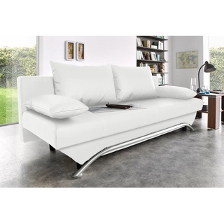 Schlafsofa JOCKENHÖFER GRUPPE "Nancy" Sofas Gr. B/H/T: 190 cm x 81 cm x 81 cm, Kunstleder SOFTLUX, weiß (altweiß) Schlafsofas Sofas inklusive Bettfunktion und Bettkasten, lose Rückenkissen