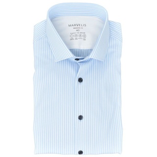 MARVELIS Businesshemd Easy To Wear Hemd - Modern Fit - Langarm - Gestreift - Hellblau/Weiß 4-Wege-Stretch blau 43