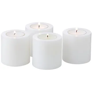 Edzard 4er Set Dauerkerze Cornelius (Höhe 6 cm, 6 cm), weiß, hitzebeständig 90 Grad - Teelichthalter, Teelichtkerze