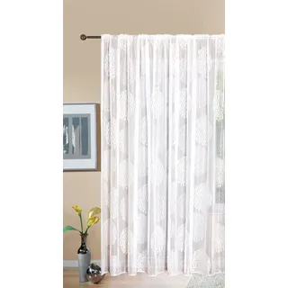 Gardine Store Jacquard Fabio HxB 245x300 cm Kräuselband Universalband Weiß Kreismuster Transparent Voile Vorhang Wohnzimmer, 13143