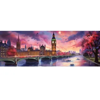 Landschaft London Diamond Painting Erwachsene Groß xxl 150x50cm, DIY Malen Nach Zahlen Erwachsene, 5D Diamant Painting Bilder Kinder, Diamond Painting Cross Stickerei Craft, Wand Deko Aesthetic, 155M
