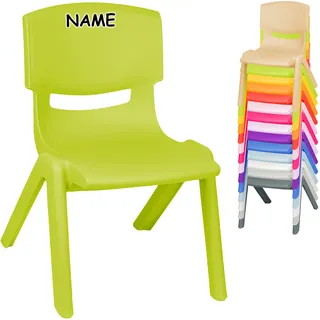 alles-meine.de GmbH Kinderstuhl/Stuhl - Farbwahl - bunter Farb-Mix - inkl. Name - Plastik - bis 100 kg belastbar/kippsicher - für INNEN & AUßEN - 0-99 Jahre - stapelbar - G..