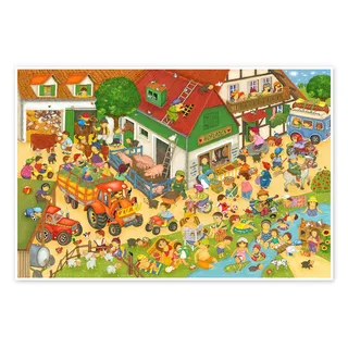 Posterlounge Ferien auf dem Bauernhof Poster | 90 x 60 cm von Marion Krätschmer Bunt Wandbilder Wanddeko