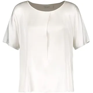 Gerry Weber Damen Blusenshirt mit gelegter Falte am Ausschnitt Kurzarm, überschnittene Schultern unifarben Off-White 36 - 36