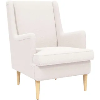 vidaXL Sessel Creme Schafstoff 0 x 0 x 0 cm Weiß mit Kissen/Rollen