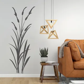 tjapalo® v21 Wandtattoo Schilf Strauch Dekoration Wandaufkleber Wandtattoo Wohnzimmer pflanzen Wandtattoo pflanzen und Gräser Wohnzimmer wand deko, Farbe: Schwarz, Größe: H94XB38cm