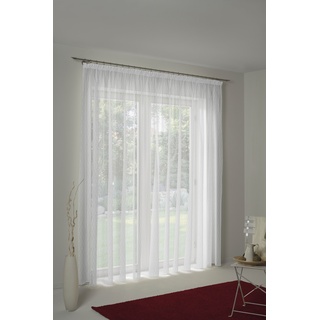 Vorhang WIRTH "Hanna mit Faltenband" Gardinen Gr. 225 cm, Faltenband, 300 cm, weiß Badezimmergardinen Store